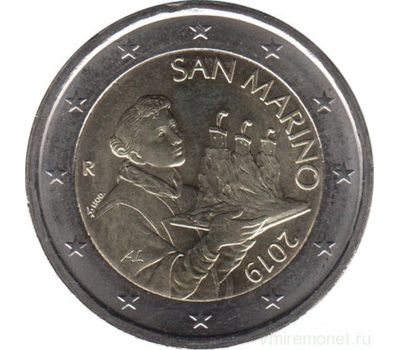  Монета 2 евро 2019 новый дизайн (регулярная) Сан-Марино, фото 1 
