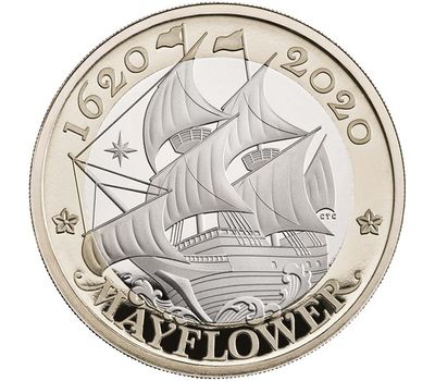  Монета 2 фунта 2020 «Мэйфлауэр» Великобритания (в буклете), фото 2 