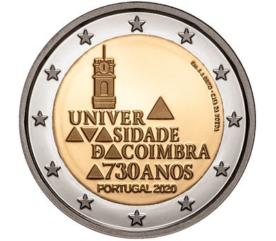  Монета 2 евро 2020 «730 лет Коимбрскому университету» Португалия, фото 1 