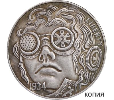  Коллекционная сувенирная монета хобо никель 1 доллар 1934 «Водный мир» США, фото 1 