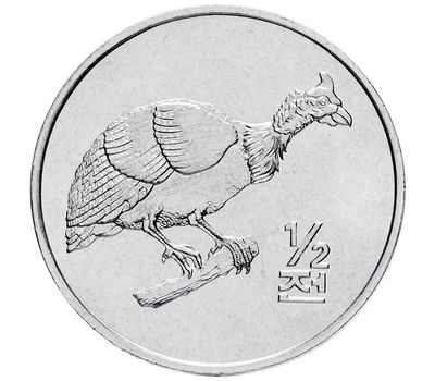  Монета 1/2 чона 2002 «Мир животных — Цесарка» Северная Корея, фото 1 