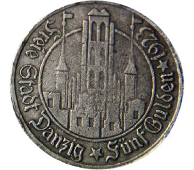  Монета 5 гульденов 1923 Данциг (копия), фото 2 