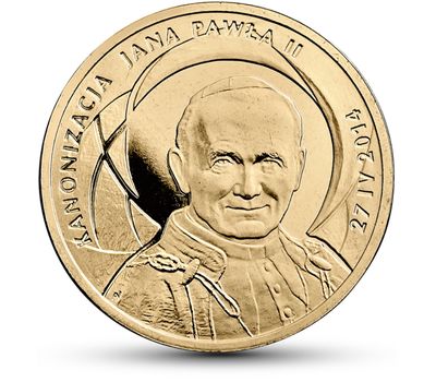  Монета 2 злотых 2014 «Канонизация Иоанна Павла II» Польша, фото 1 