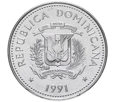  Монета 25 сентаво 1991 «Повозка» Доминиканская Республика, фото 2 