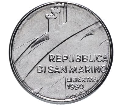  Монета  100 лир 1990 «Весы. Шестнадцать веков истории» Сан-Марино, фото 2 