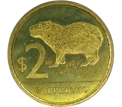  Монета 2 песо 2011 «Капибара» Уругвай, фото 1 