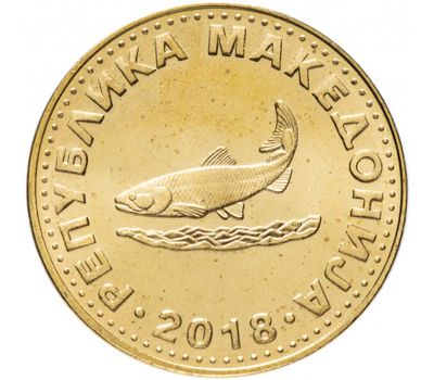  Монета 2 денара 2018 «Рыба» Македония, фото 1 