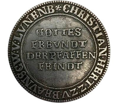  Монета 1 талер 1622 Кристиан епископ Хальберштадта (копия), фото 2 