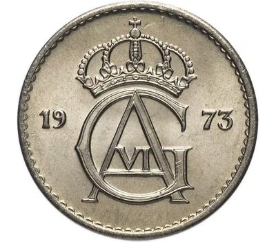  Монета 25 эре 1973 Швеция, фото 2 