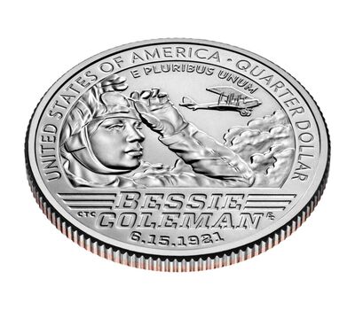  Монета 25 центов 2023 «Бесси Коулман» (Выдающиеся женщины США) P, фото 3 