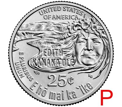  Монета 25 центов 2023 «Эдит Канакаоле» (Выдающиеся женщины США) P, фото 1 