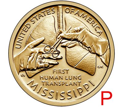  Монета 1 доллар 2023 «Первая трансплантация легких» P (Американские инновации), фото 1 