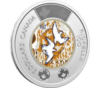  Монета 2 доллара 2023 «100 лет со дня рождения Жана Поля Риопеля» Канада (цветная), фото 2 