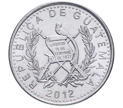  Монета 25 сентаво 2012 Гватемала, фото 2 