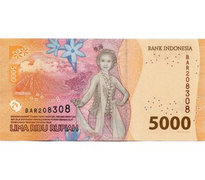  Банкнота 5000 рупий 2022 Индонезия Пресс, фото 2 
