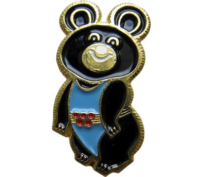  Значок «Олимпиада-80. Олимпийский Мишка» (синий) СССР, фото 1 