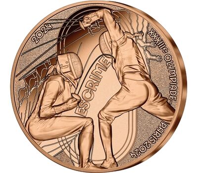  Монета 1/4 евро 2024 «Фехтование. Олимпийские игры в Париже-2024» Франция, фото 1 