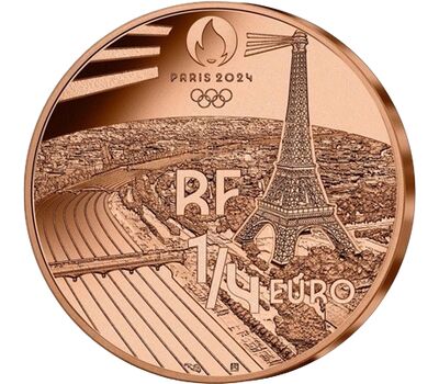  Монета 1/4 евро 2024 «Фехтование. Олимпийские игры в Париже-2024» Франция, фото 2 