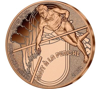  Монета 1/4 евро 2024 «Прыжки с шестом. Олимпийские игры в Париже-2024» Франция, фото 1 