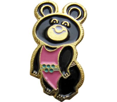  Значок «Олимпиада-80. Олимпийский Мишка» (розовый) СССР, фото 1 