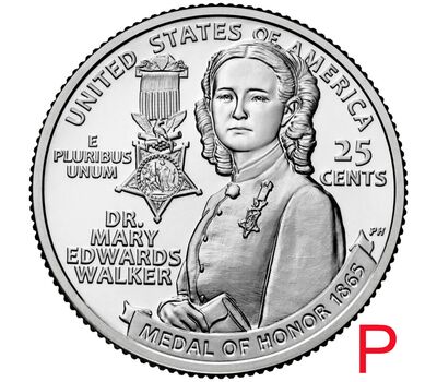  Монета 25 центов 2024 «Доктор Мэри Эдвардс» (Выдающиеся женщины США) P, фото 1 